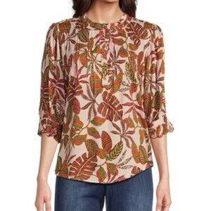 Democracy Multicolor Leaf Print Blouse